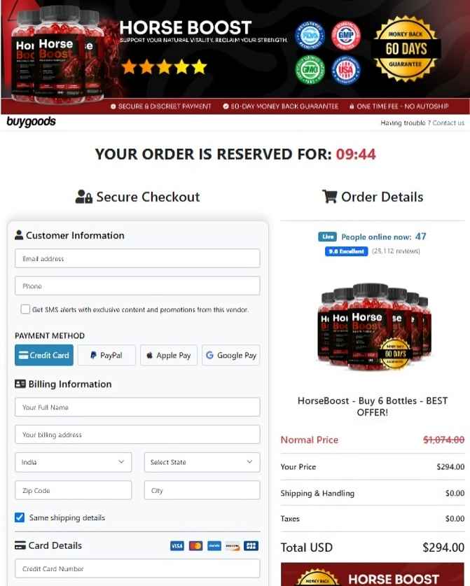 Horse Boost Secure Order Page — Checkout